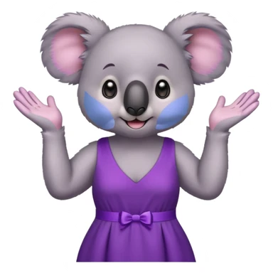 Koala purple drees eyelashe clapping sticker