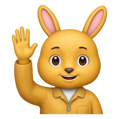 Labubu character waving, iOS emoji style sticker
