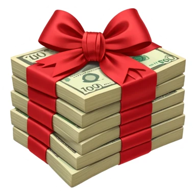 draw australian $100 notes stacked together and wrapped in a bow sticker