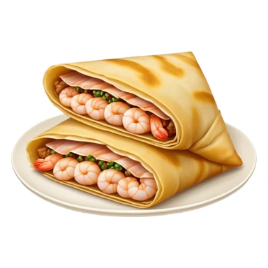 Bánh Xèo Cinematic Realistic Bánh Xèo Dish Emoji, depicted as a crispy, folded crepe filled with shrimp and pork, rendered with dynamic textures and vibrant, appetizing lighting. sticker