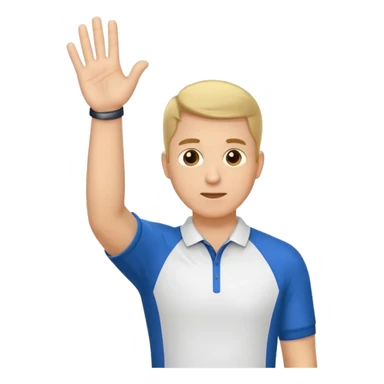 sports coach holding one hand palm down on top and other vertical in the middle of the flat palm under sticker