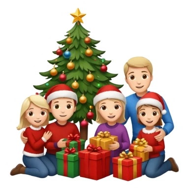 Family Xmas under tree sticker