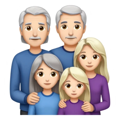 Family of five dad 65 grey hair mother 53 dark medium hair son 16 tall dark hair daughter and 15 blonde long hair daughter 11 long dark hair sticker