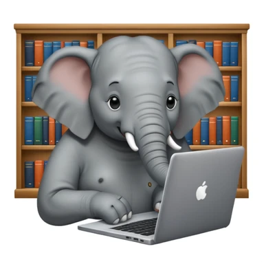 an elephant with a laptop in a library sticker
