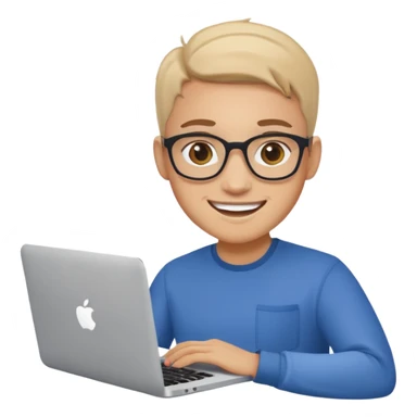 happy Graphic designer whit a MacBook sticker