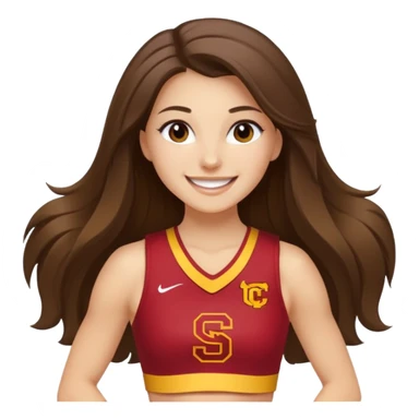 skinny white happy long haired brunette girl USC cheerleader sticker