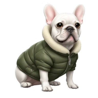 French bulldog wearing puffer jacket sticker