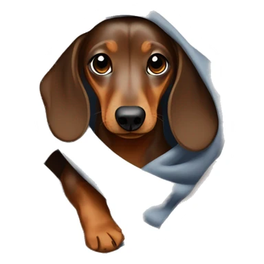 Dapple brown dachshund going under a blanket sticker