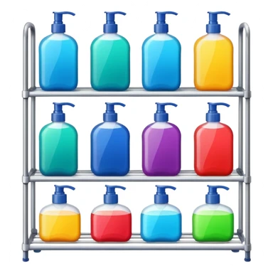Shower with body wash, shampoo, and conditioner on racks  sticker