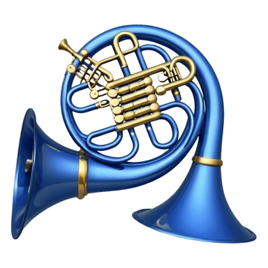 Blue french horn sticker