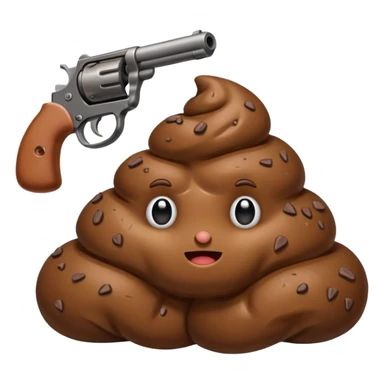 Poop with a gun sticker