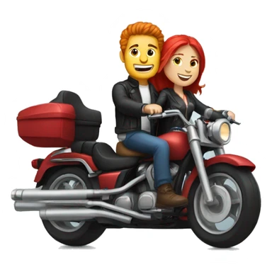 White man and girl with red hair riding together on a motorcycle  sticker