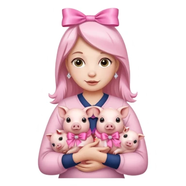 woman holding baby pigs with ribbons and crystals sticker