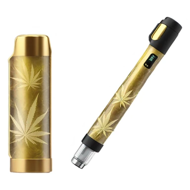 A vape pen with a cartridge filled with yellowish gold weed oil 510 battery sticker