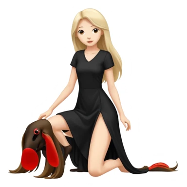 a young thin woman on all fours, doggy style position, legs spread, long hair . sticker