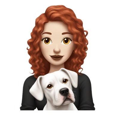 Long Red haired woman with septum piercing holding black and white English Staffordshire dog sticker