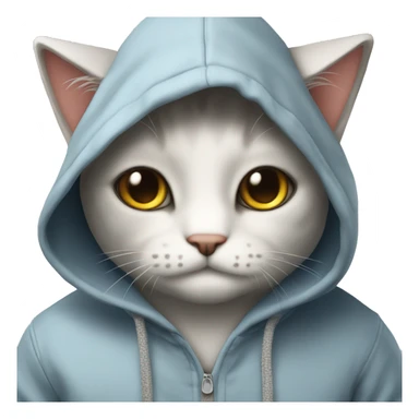 A cute cat wearing a hoodie￼ sticker
