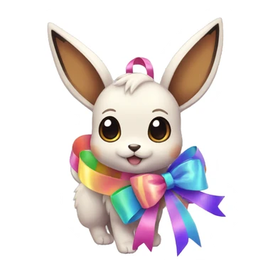 Shiny colorful Eevee with ribbons sticker