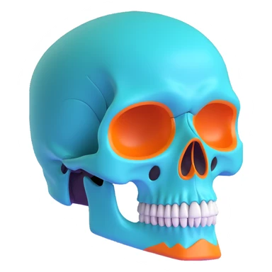 teal and orange skull sticker