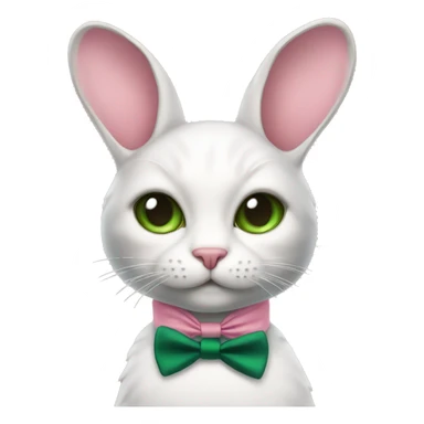 Cat IN a bunny COSTUME with pink bow tie and dark green eyes sticker
