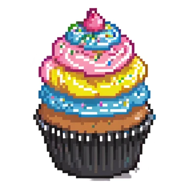 cupcake with pink icing and colorful sprinkles sticker