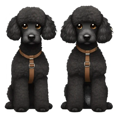 3 legs One Small unshaved Black Poodle with brown harness is  sleeping sticker