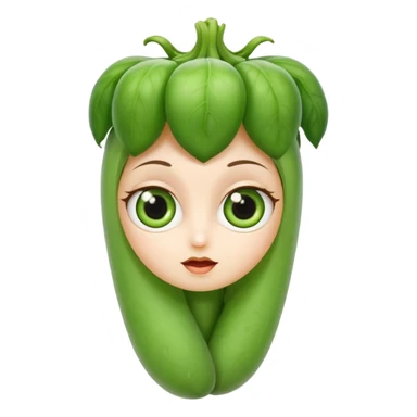 lady finger vegetable keeping the shape normal with big eyes sticker