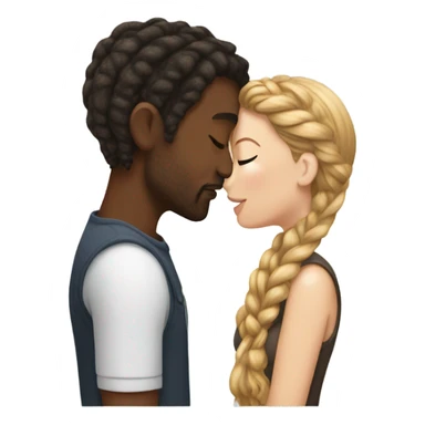 black male braids kissing white female brown hair  sticker