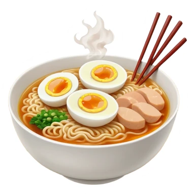 ["Bowl of ramen with soft-boiled egg and chopsticks."] sticker