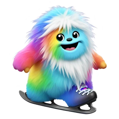 fat rainbow yeti ice skating  sticker