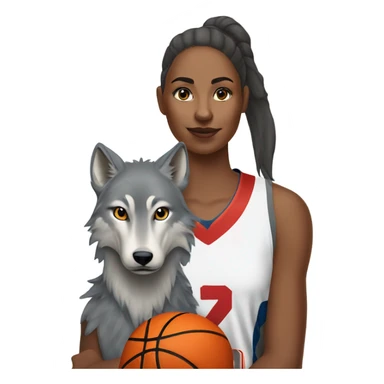 Grey wolf and female basketball player number 0 sticker