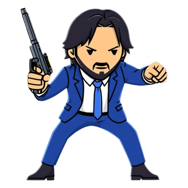 John Wick in action pose with weapons sticker