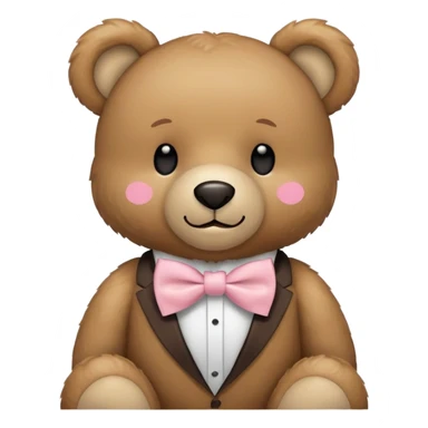 teddy bear with light pink bow tie sticker