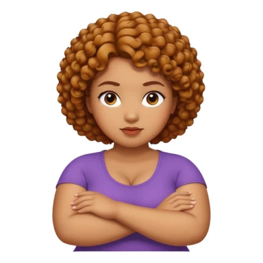 Curvy caramel skin woman with short curly natural hair arms Folded sticker