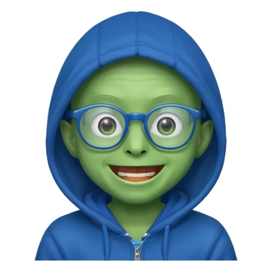 excited alien wearing hoodie and glasses sticker