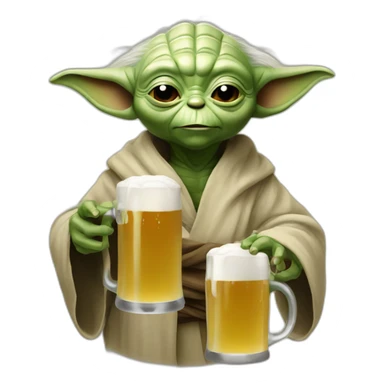 Yoda drinks a beer sticker