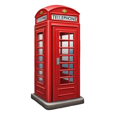A classic red telephone booth standing on a cobblestone street. sticker