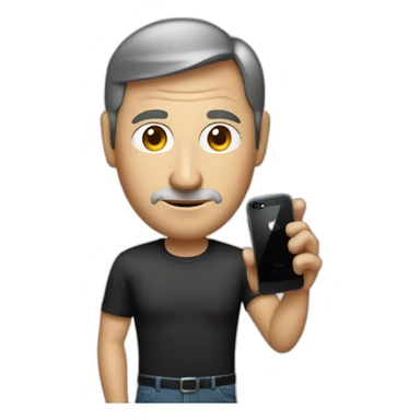 steve jobs with a phone on he hand sticker