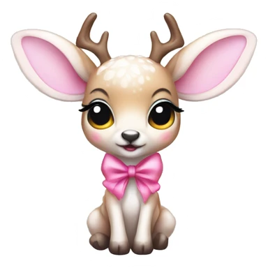 baby deer with fairy wings and a pink bow around its neck  sticker