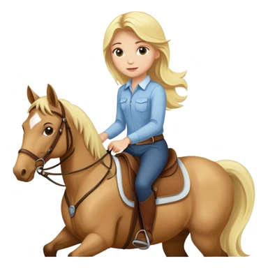 Blonde girl riding a horse  sticker