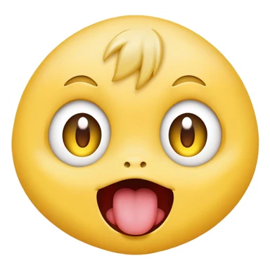 Cute little emoji with cross-eyed derpy face and tongue sticking out sticker