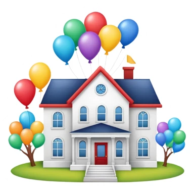 white house with balloons on top sticker