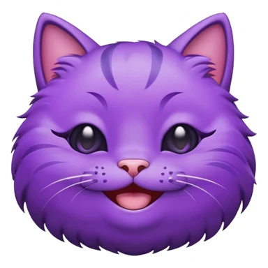 Happy gleeful purple emoji cat face with smiling closed eyes, enthusiastic, excited  sticker