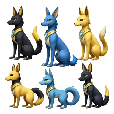 Black-furred Anubis-Lucario-Umbreon-Zeraora-Renamon-hybrid (full body) sticker