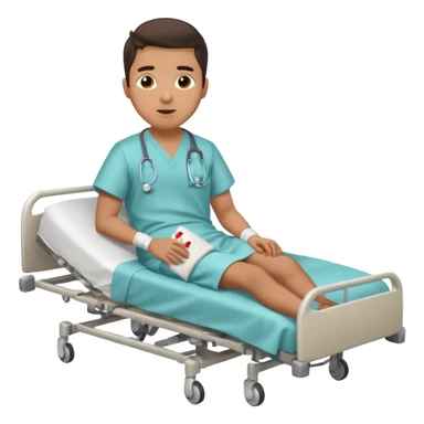 Hispanic young man with a broken leg in a hospital sticker