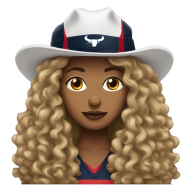 HOUSTON TEXANS hat woman with long curly hair  sticker