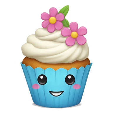 Happy cupcake with the icing a flowers on top  sticker