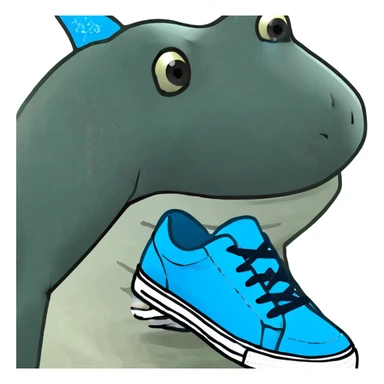 un tiburon con zapatos tenis azules sticker