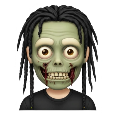 memoji iphone zombie with black dreads black tee and braces sticker