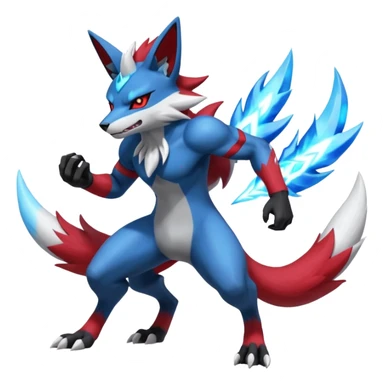 Lucario-Zoroark-Zangoose-Zeraora-Fakémon-hybrid-creature (full body)  sticker